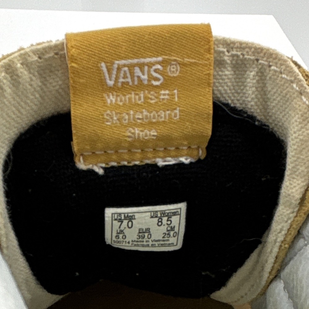 VANS Sk8 Hi High Top Skateboard Shoes Yellow Golden Brown Suede Canvas Lace Up - Picture 9 of 12
